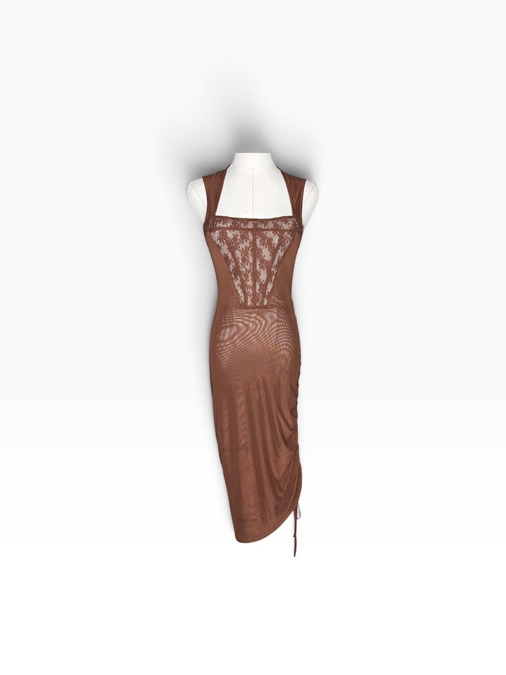 Free People Intimately Corset-Is-Convertible Bodycon Dress Size S Brown Ruched M